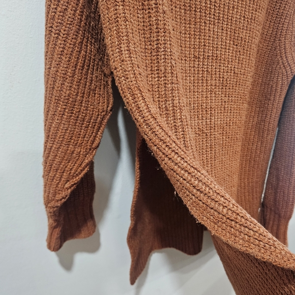 FREE PEOPLE Eleven Cowl Turtleneck Oversized Rust Brown Sweater Size Small - Picture 6 of 11